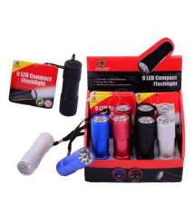 JT Lanternă 9 LED cu baterii, în sort, 46655